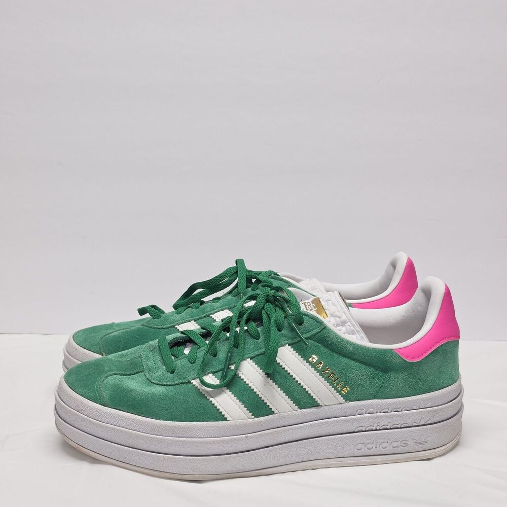 Adidas Originals GAZELLE BOLD IG3136 Green Women's 10 Footwear White Lucid Pink